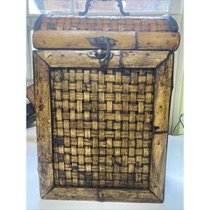 VTG Three Hands Corp. Wine Carry Case Wood Bamboo Double Bottle Holder